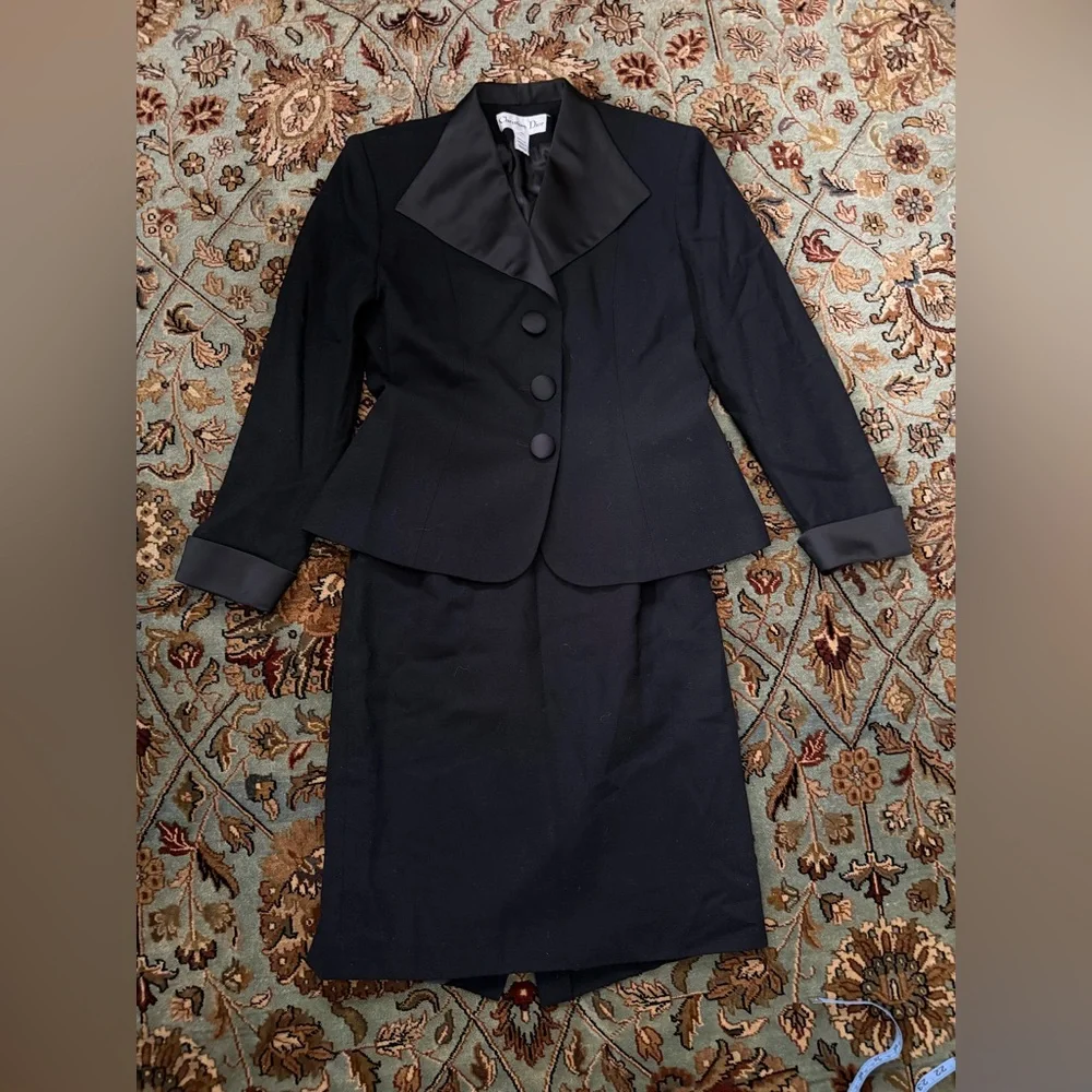 Vintage 90s Christian Dior Wool Skirt Suit Set